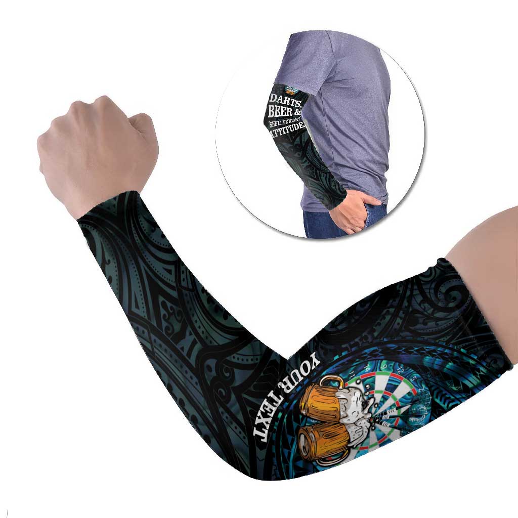 Personalized New Zealand Darts Beer Arm Sleeves Paua Shell Aotearoa Maori Tattoo - Polynesian Pride