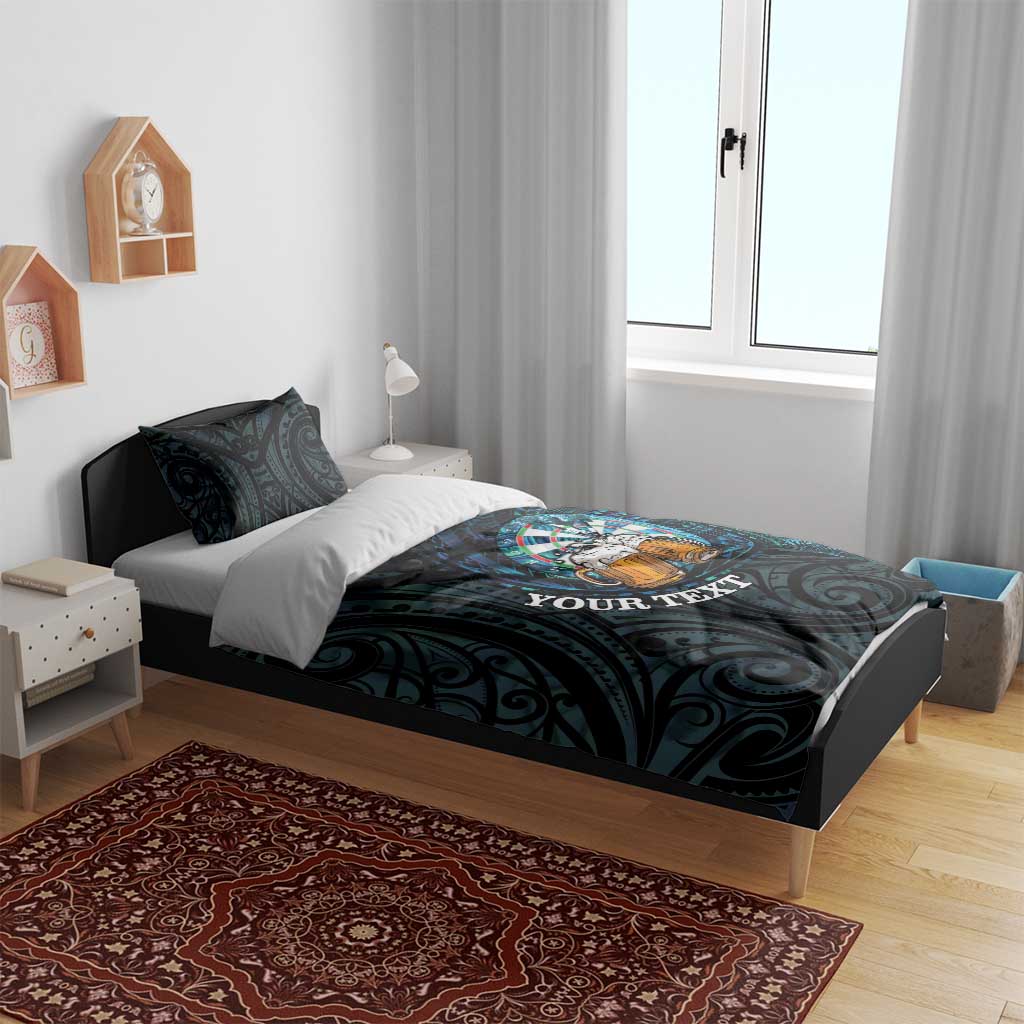 Personalized New Zealand Darts Beer Bedding Set Paua Shell Aotearoa Maori Tattoo - Polynesian Pride