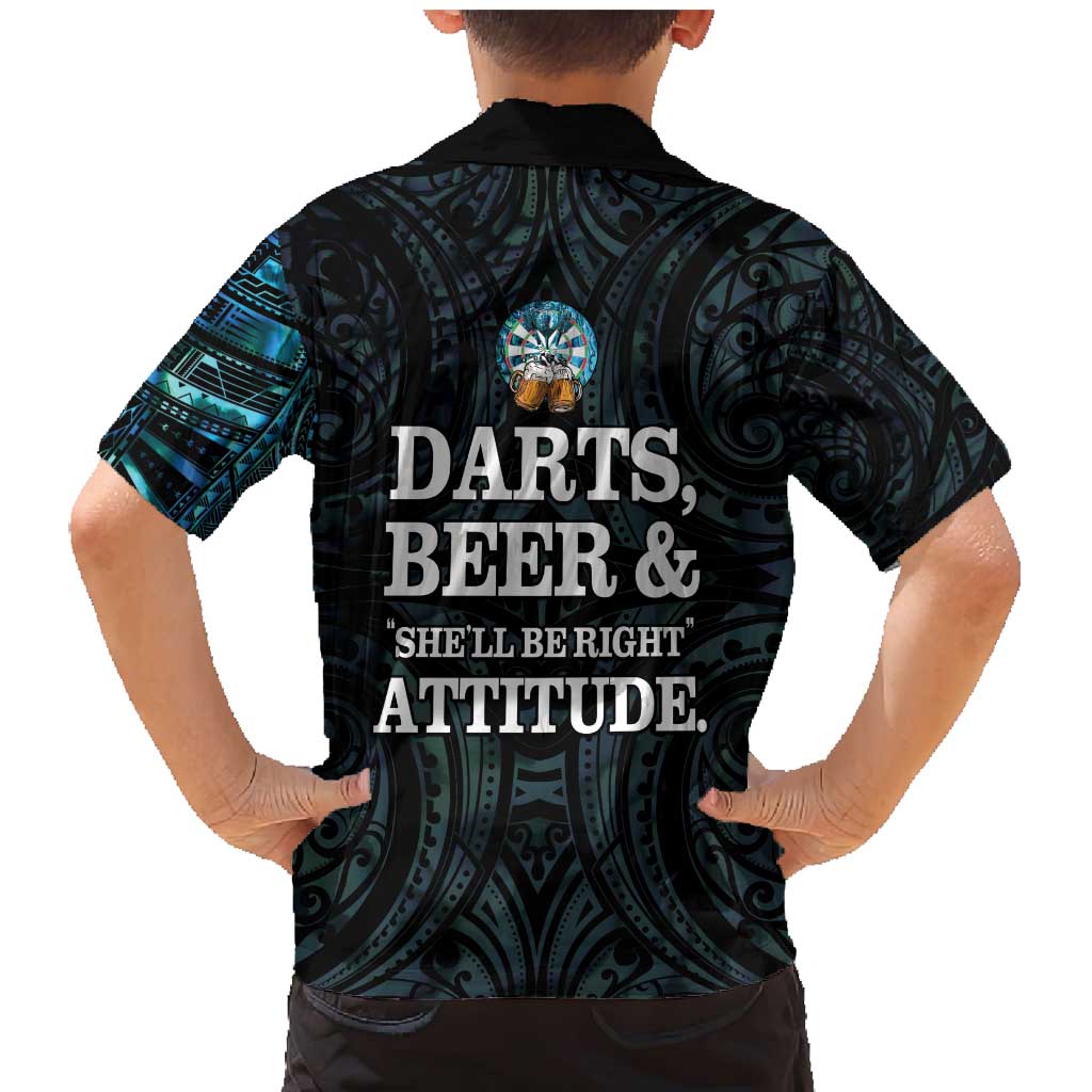 Personalized New Zealand Darts Beer Family Matching Mermaid Dress and Hawaiian Shirt Paua Shell Aotearoa Maori Tattoo LT14 - Polynesian Pride