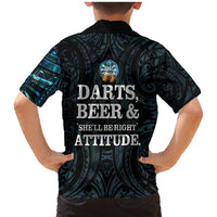 Personalized New Zealand Darts Beer Family Matching Mermaid Dress and Hawaiian Shirt Paua Shell Aotearoa Maori Tattoo LT14 - Polynesian Pride