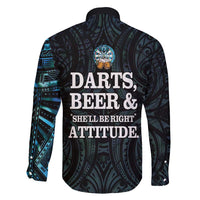 Personalized New Zealand Darts Beer Family Matching Off Shoulder Maxi Dress and Hawaiian Shirt Paua Shell Aotearoa Maori Tattoo LT14 - Polynesian Pride