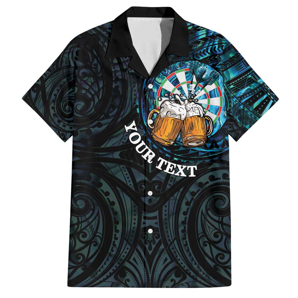 Personalized New Zealand Darts Beer Family Matching Tank Maxi Dress and Hawaiian Shirt Paua Shell Aotearoa Maori Tattoo LT14 Dad's Shirt - Short Sleeve Black - Polynesian Pride
