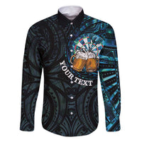 Personalized New Zealand Darts Beer Family Matching Tank Maxi Dress and Hawaiian Shirt Paua Shell Aotearoa Maori Tattoo LT14 Dad's Shirt - Long Sleeve Black - Polynesian Pride
