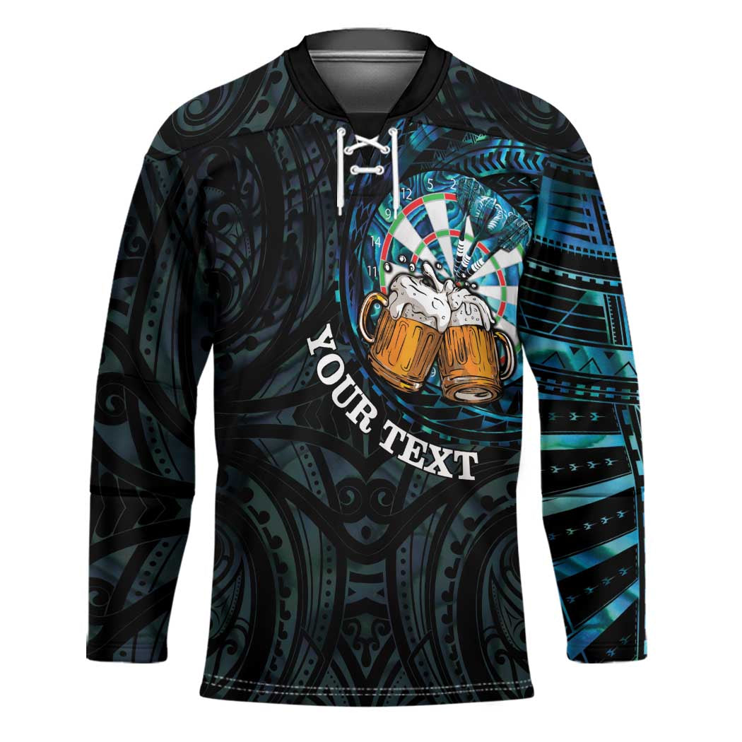 Personalized New Zealand Darts Beer Hockey Jersey Paua Shell Aotearoa Maori Tattoo - Polynesian Pride