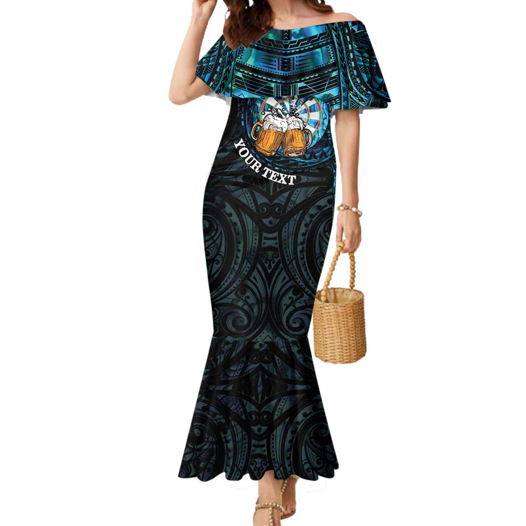 Personalized New Zealand Darts Beer Mermaid Dress Paua Shell Aotearoa Maori Tattoo - Polynesian Pride