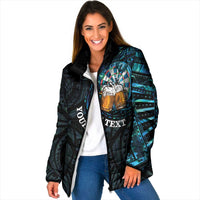 Personalized New Zealand Darts Beer Padded Jacket Paua Shell Aotearoa Maori Tattoo - Polynesian Pride