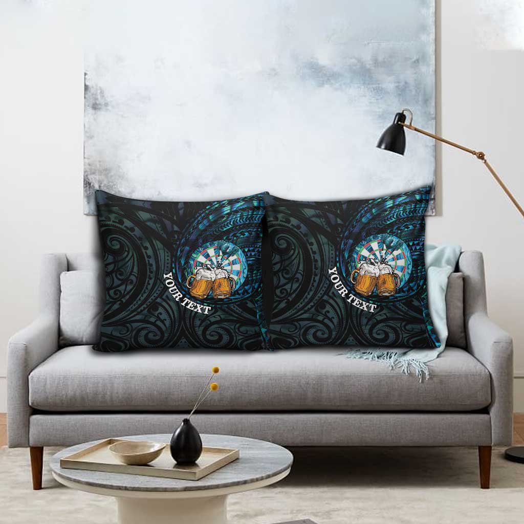 Personalized New Zealand Darts Beer Pillow Cover Paua Shell Aotearoa Maori Tattoo - Polynesian Pride