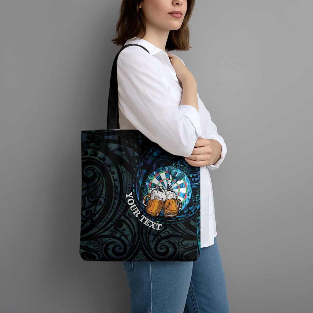 Personalized New Zealand Darts Beer Tote Bag Paua Shell Aotearoa Maori Tattoo - Polynesian Pride