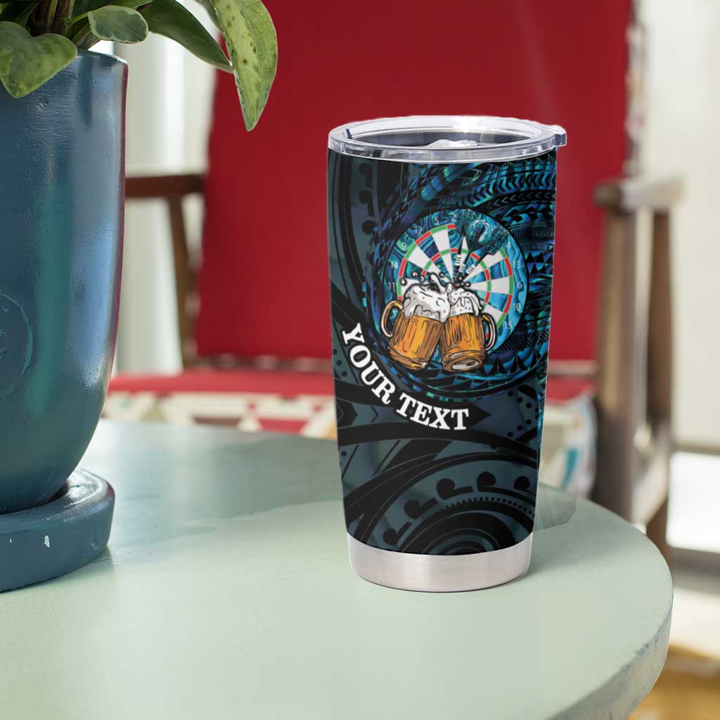 Personalized New Zealand Darts Beer Tumbler Cup Paua Shell Aotearoa Maori Tattoo - Polynesian Pride
