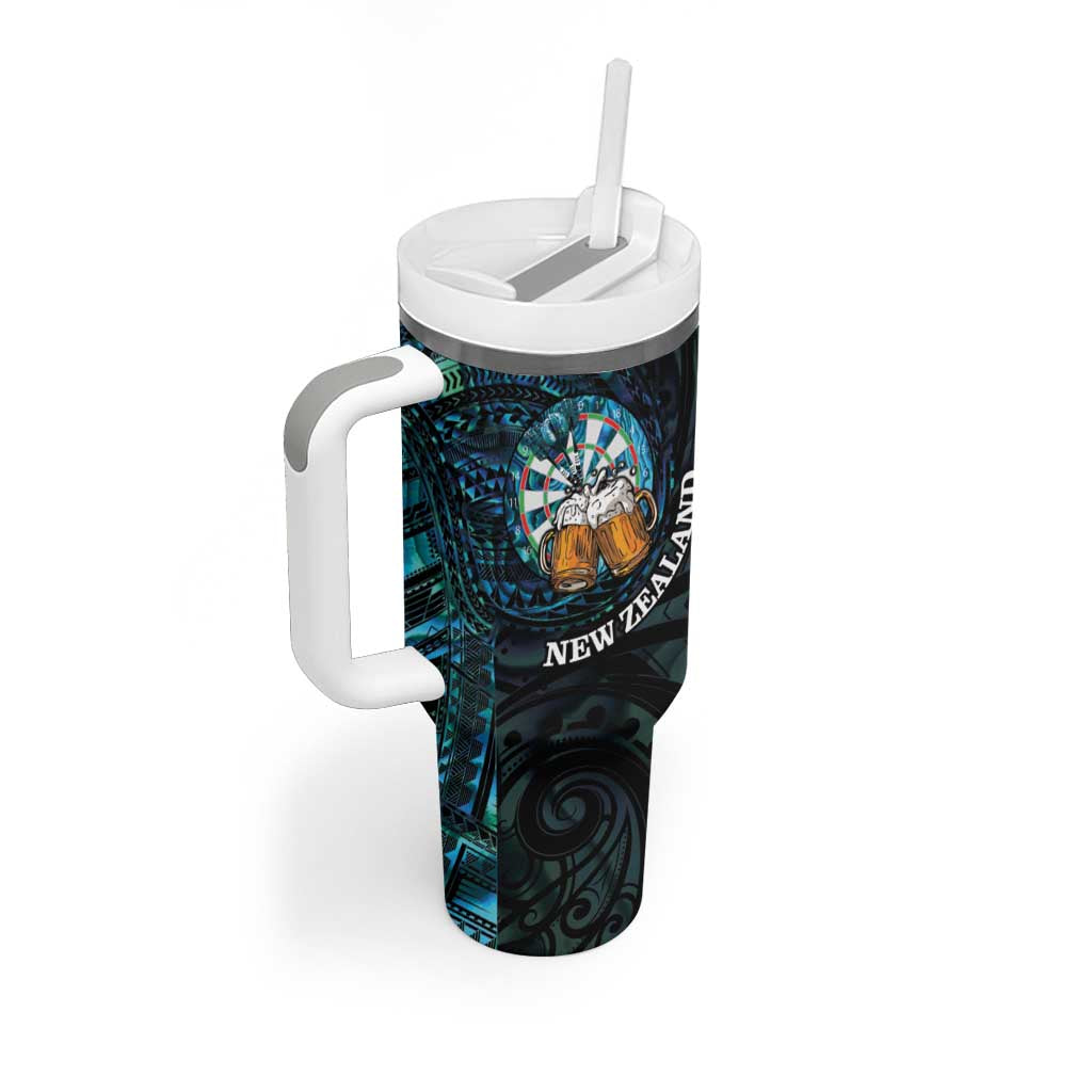 Personalized New Zealand Darts Beer Tumbler With Handle Paua Shell Aotearoa Maori Tattoo - Polynesian Pride