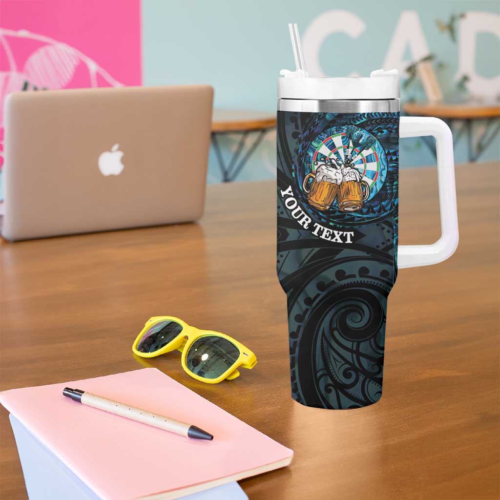 Personalized New Zealand Darts Beer Tumbler With Handle Paua Shell Aotearoa Maori Tattoo - Polynesian Pride