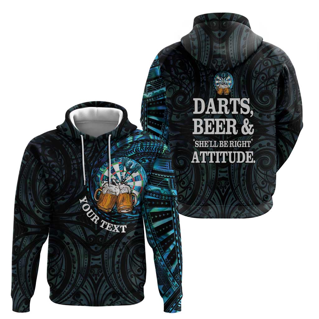 Personalized New Zealand Darts Beer Zip Hoodie Paua Shell Aotearoa Maori Tattoo LT14 - Polynesian Pride