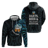 Personalized New Zealand Darts Beer Zip Hoodie Paua Shell Aotearoa Maori Tattoo LT14 - Polynesian Pride