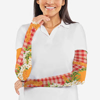 Prince Kuhio Aloha Hawaii Arm Sleeves Plumeria Ilima Lei Palaka Motifs