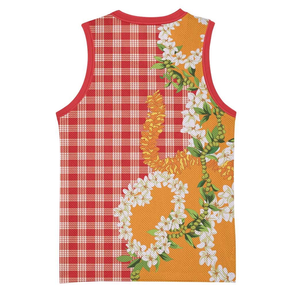 Prince Kuhio Aloha Hawaii Basketball Jersey Plumeria Ilima Lei Palaka Motifs