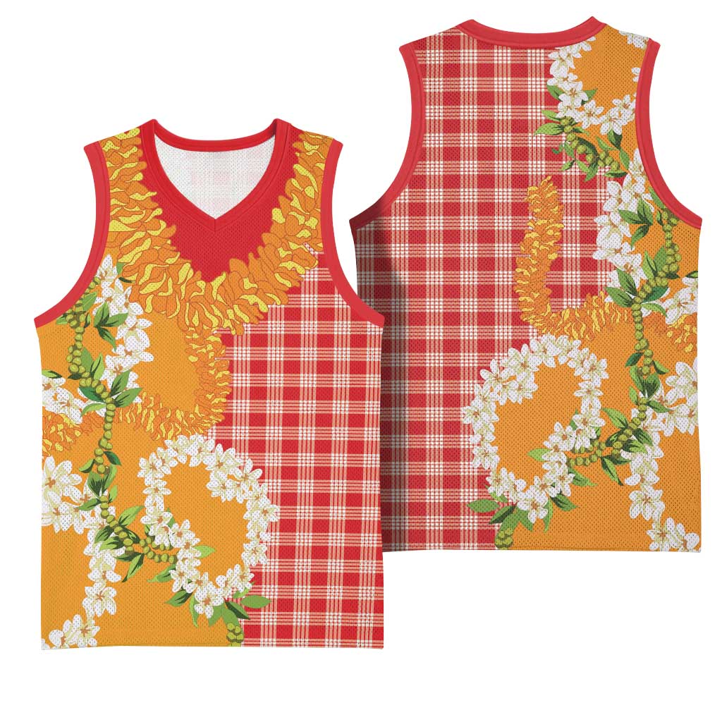 Prince Kuhio Aloha Hawaii Basketball Jersey Plumeria Ilima Lei Palaka Motifs