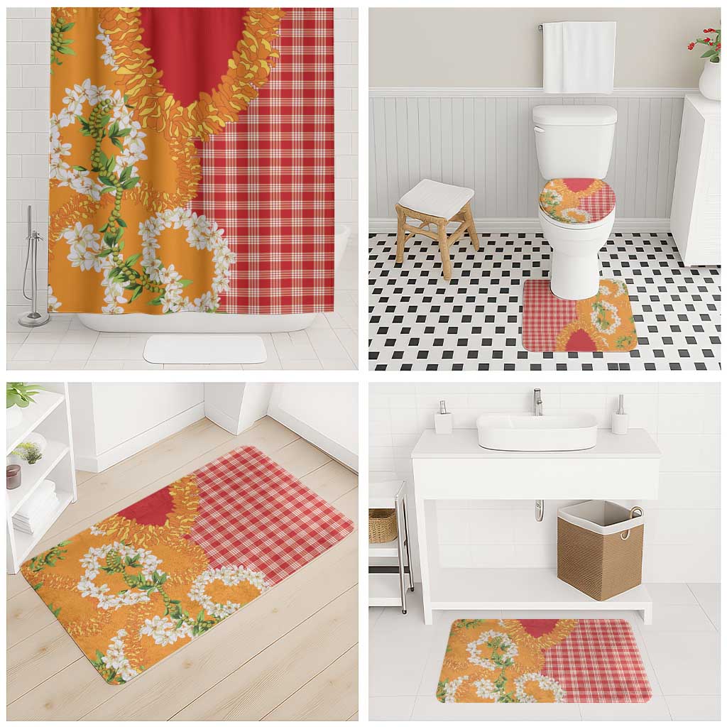 Prince Kuhio Aloha Hawaii Bathroom Set Plumeria Ilima Lei Palaka Motifs