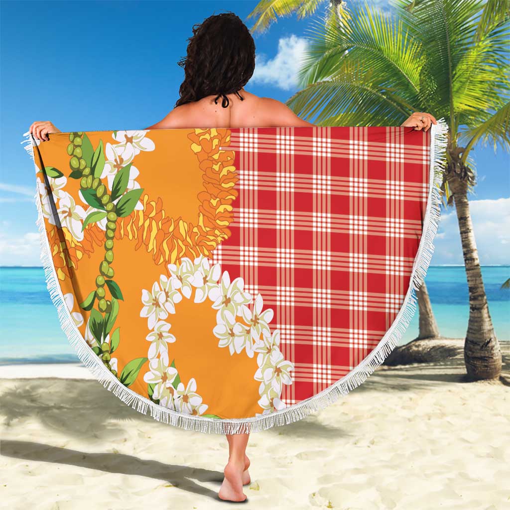 Prince Kuhio Aloha Hawaii Beach Blanket Plumeria Ilima Lei Palaka Motifs