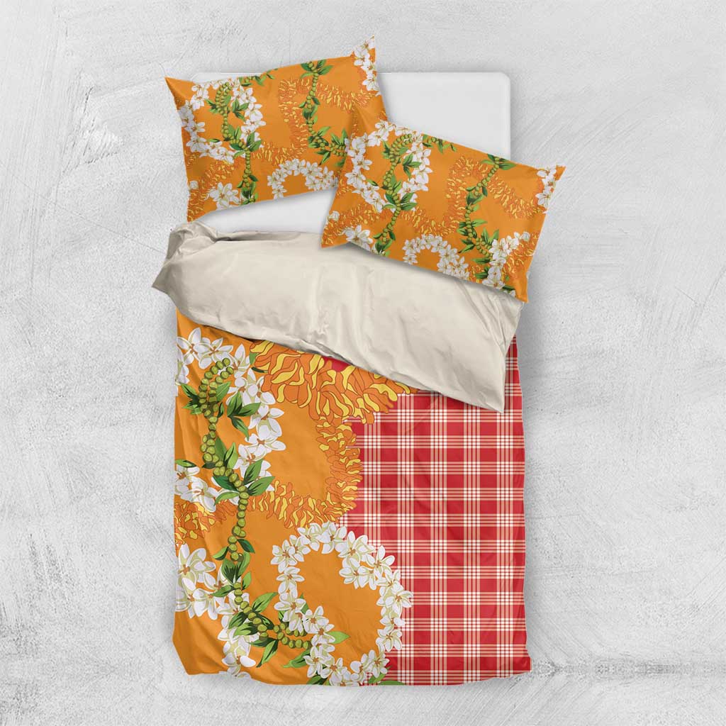 Prince Kuhio Aloha Hawaii Bedding Set Plumeria Ilima Lei Palaka Motifs