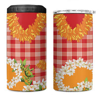 Prince Kuhio Aloha Hawaii 4 in 1 Can Cooler Tumbler Plumeria Ilima Lei Palaka Motifs LT14 One Size: 16 oz Red - Polynesian Pride