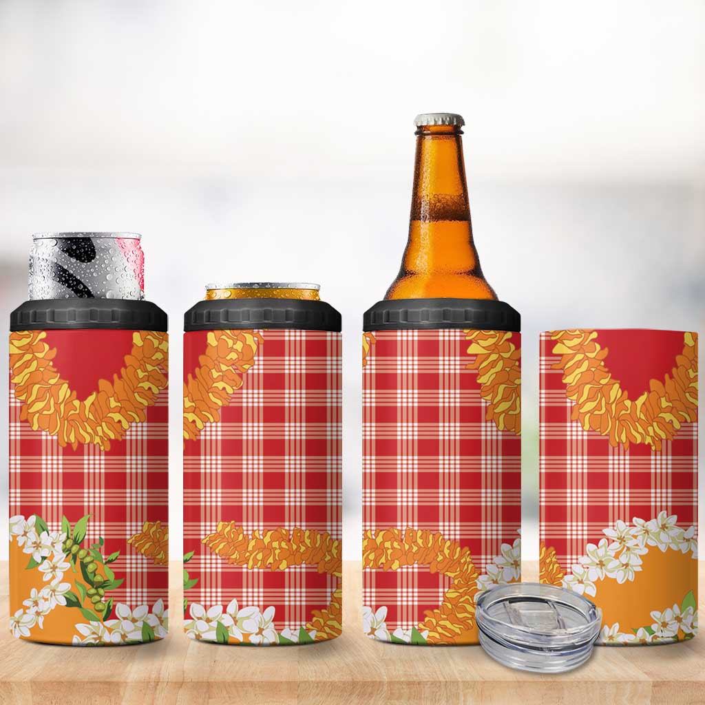 Prince Kuhio Aloha Hawaii 4 in 1 Can Cooler Tumbler Plumeria Ilima Lei Palaka Motifs LT14 - Polynesian Pride