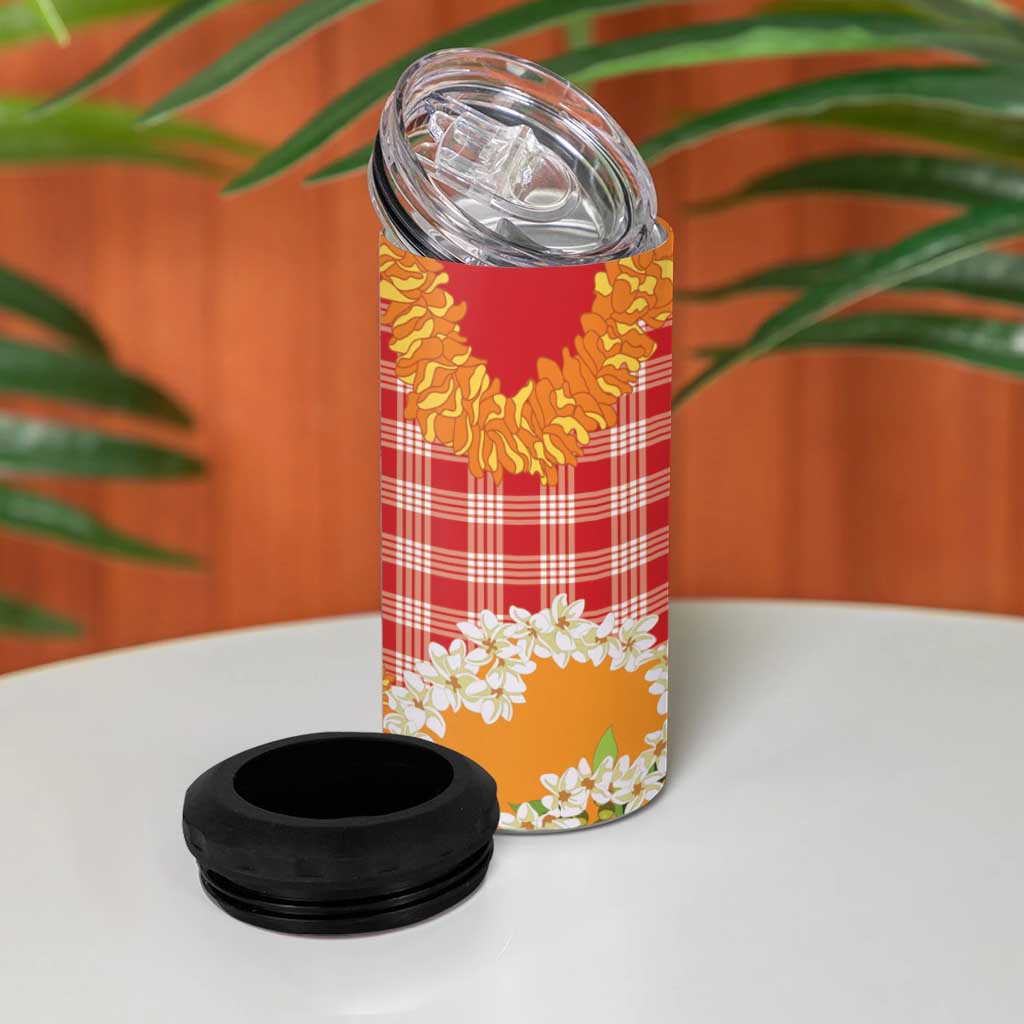 Prince Kuhio Aloha Hawaii 4 in 1 Can Cooler Tumbler Plumeria Ilima Lei Palaka Motifs LT14 - Polynesian Pride