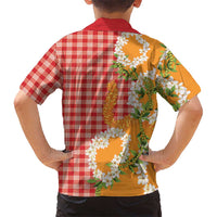 Prince Kuhio Aloha Hawaii Family Matching Off Shoulder Maxi Dress and Hawaiian Shirt Plumeria Ilima Lei Palaka Motifs LT14 - Polynesian Pride
