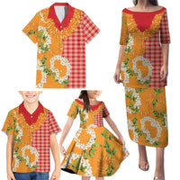 Prince Kuhio Aloha Hawaii Family Matching Puletasi and Hawaiian Shirt Plumeria Ilima Lei Palaka Motifs LT14 - Polynesian Pride