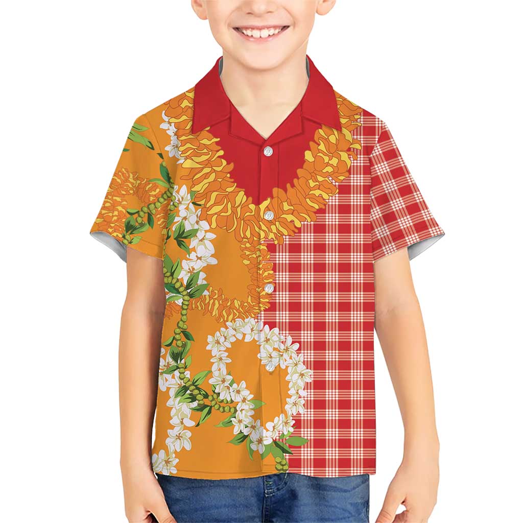 Prince Kuhio Aloha Hawaii Family Matching Puletasi and Hawaiian Shirt Plumeria Ilima Lei Palaka Motifs LT14 Son's Shirt Red - Polynesian Pride