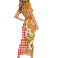 Prince Kuhio Aloha Hawaii Family Matching Short Sleeve Bodycon Dress and Hawaiian Shirt Plumeria Ilima Lei Palaka Motifs LT14 - Polynesian Pride