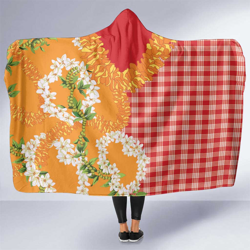 Prince Kuhio Aloha Hawaii Hooded Blanket Plumeria Ilima Lei Palaka Motifs