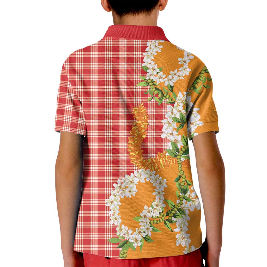 Prince Kuhio Aloha Hawaii Kid Polo Shirt Plumeria Ilima Lei Palaka Motifs