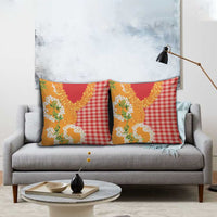 Prince Kuhio Aloha Hawaii Pillow Cover Plumeria Ilima Lei Palaka Motifs