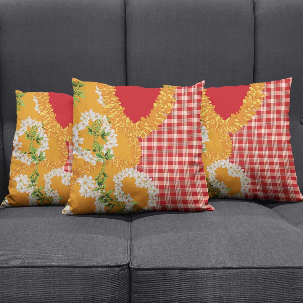 Prince Kuhio Aloha Hawaii Pillow Cover Plumeria Ilima Lei Palaka Motifs