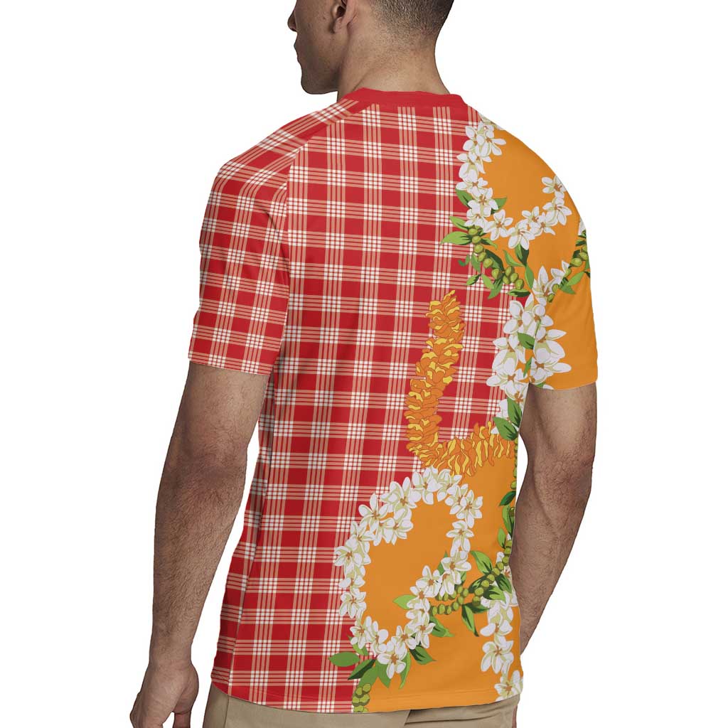 Prince Kuhio Aloha Hawaii Rugby Jersey Plumeria Ilima Lei Palaka Motifs
