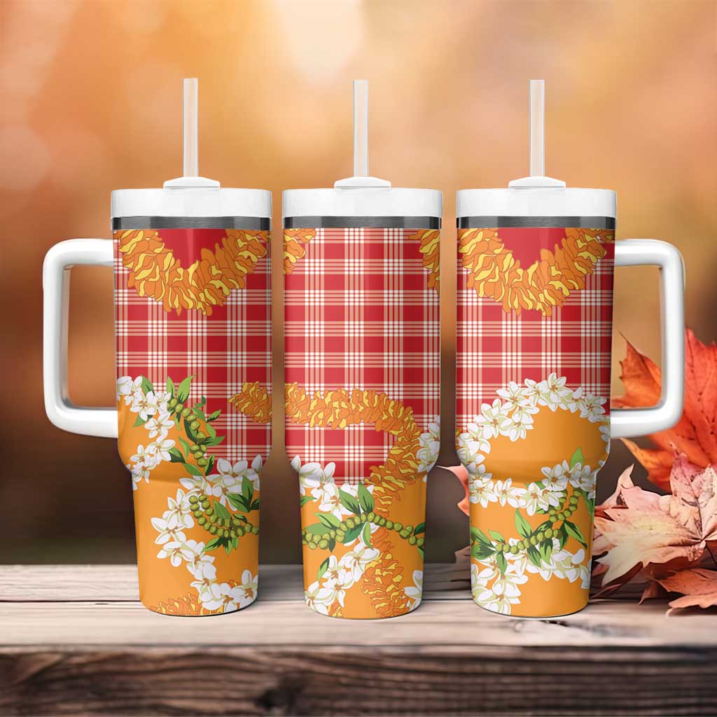 Prince Kuhio Aloha Hawaii Tumbler With Handle Plumeria Ilima Lei Palaka Motifs LT14 - Polynesian Pride