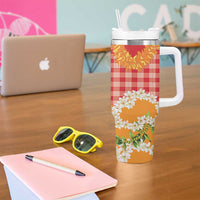 Prince Kuhio Aloha Hawaii Tumbler With Handle Plumeria Ilima Lei Palaka Motifs LT14 - Polynesian Pride