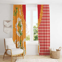 Prince Kuhio Aloha Hawaii Window Curtain Plumeria Ilima Lei Palaka Motifs