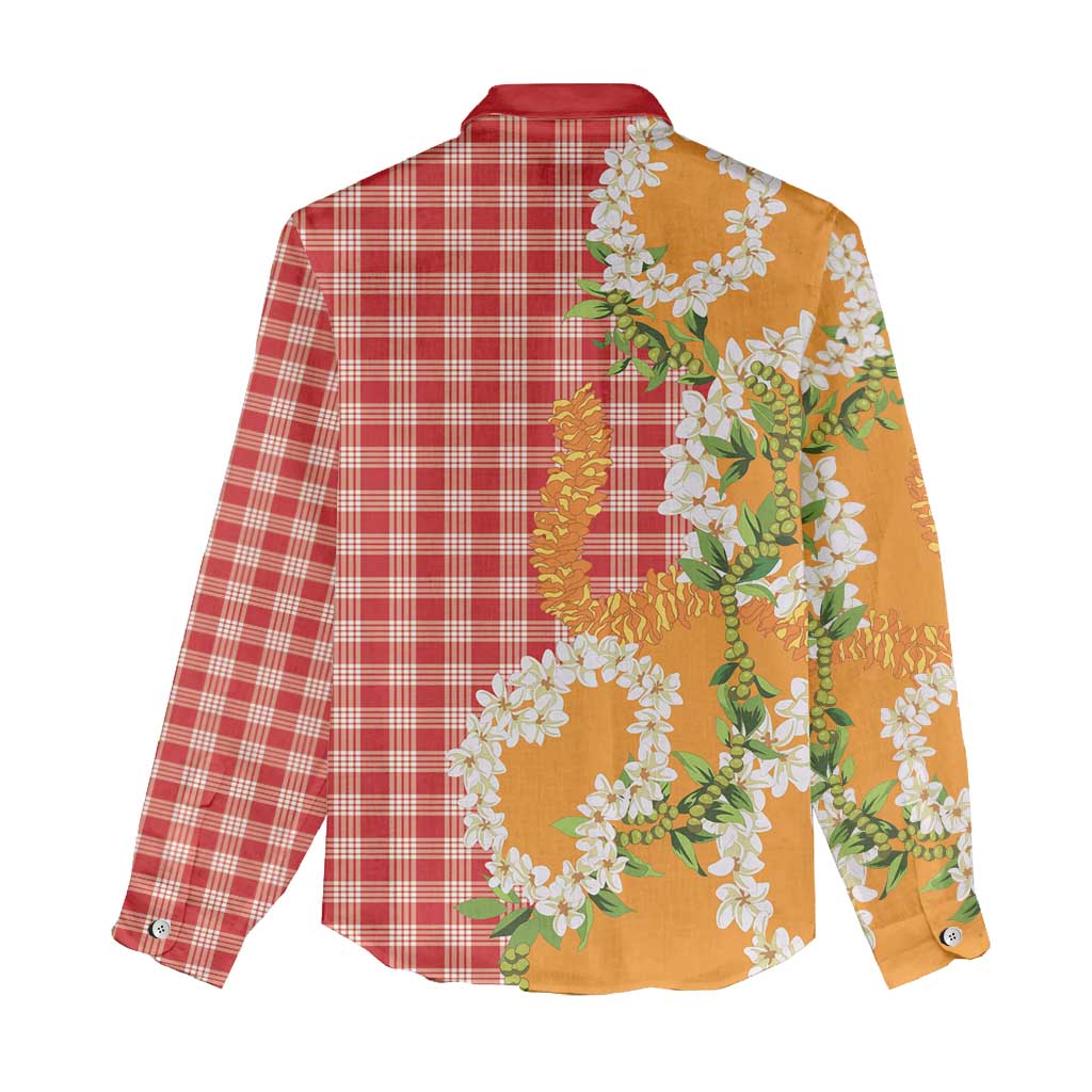 Prince Kuhio Aloha Hawaii Women Casual Shirt Plumeria Ilima Lei Palaka Motifs LT14 - Polynesian Pride