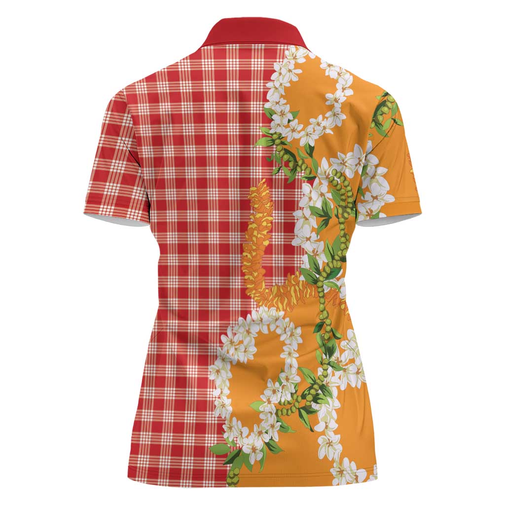 Prince Kuhio Aloha Hawaii Women Polo Shirt Plumeria Ilima Lei Palaka Motifs LT14 - Polynesian Pride