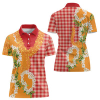 Prince Kuhio Aloha Hawaii Women Polo Shirt Plumeria Ilima Lei Palaka Motifs LT14 - Polynesian Pride