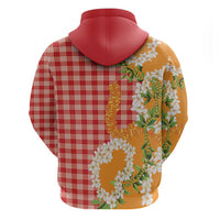 Prince Kuhio Aloha Hawaii Zip Hoodie Plumeria Ilima Lei Palaka Motifs