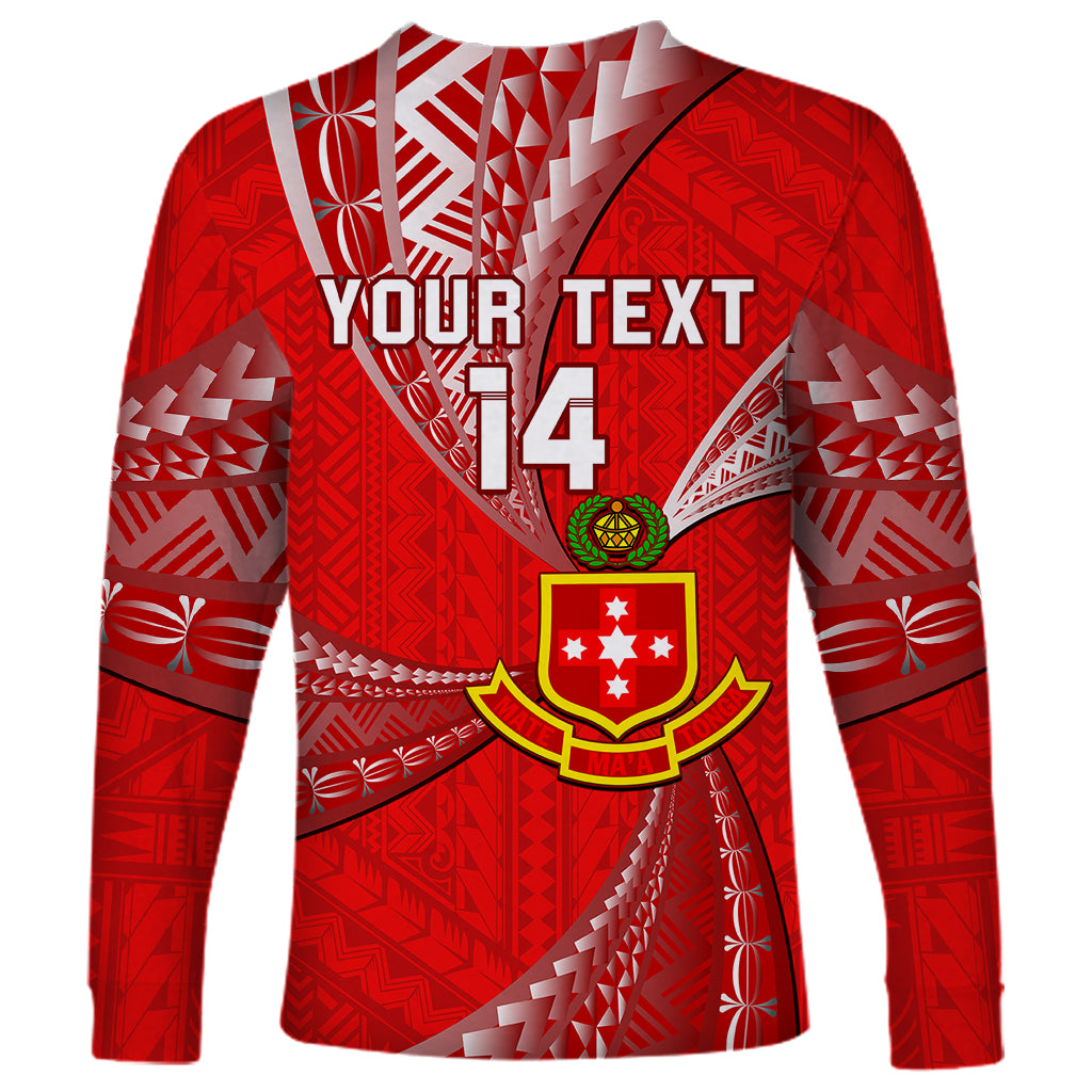 Personalised Tonga College Alete Long Sleeve Shirt Kolisi Tonga Ngatu Pattern LT14 - Polynesian Pride