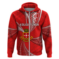 Custom Tonga College Alete Hoodie Class of Year Kolisi Tonga Ngatu Pattern LT14 Zip Hoodie Red - Polynesian Pride
