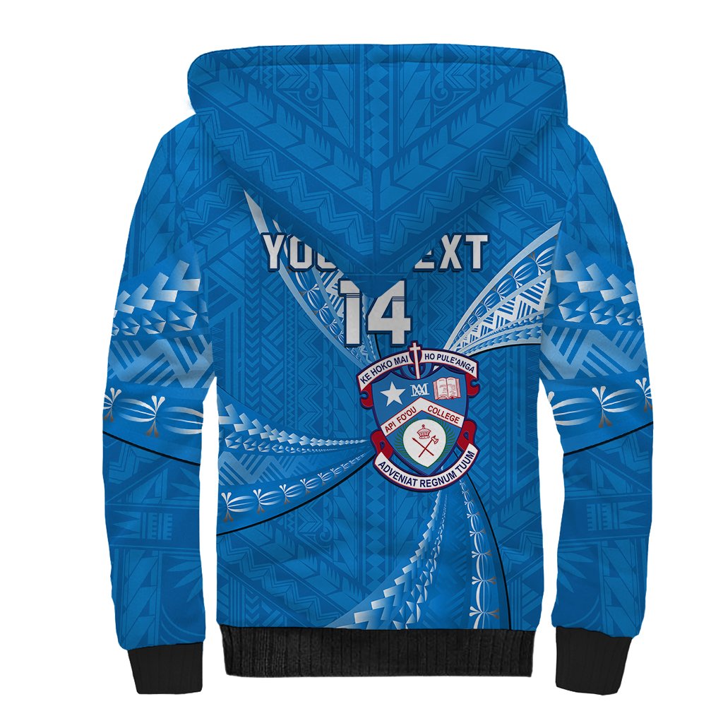 Personalised Tonga Apifoou College Sherpa Hoodie Tongan Ngatu Pattern LT14 - Polynesian Pride