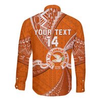 Personalised Tonga Tailulu College Long Sleeve Button Shirt Tongan Ngatu Pattern LT14 - Polynesian Pride