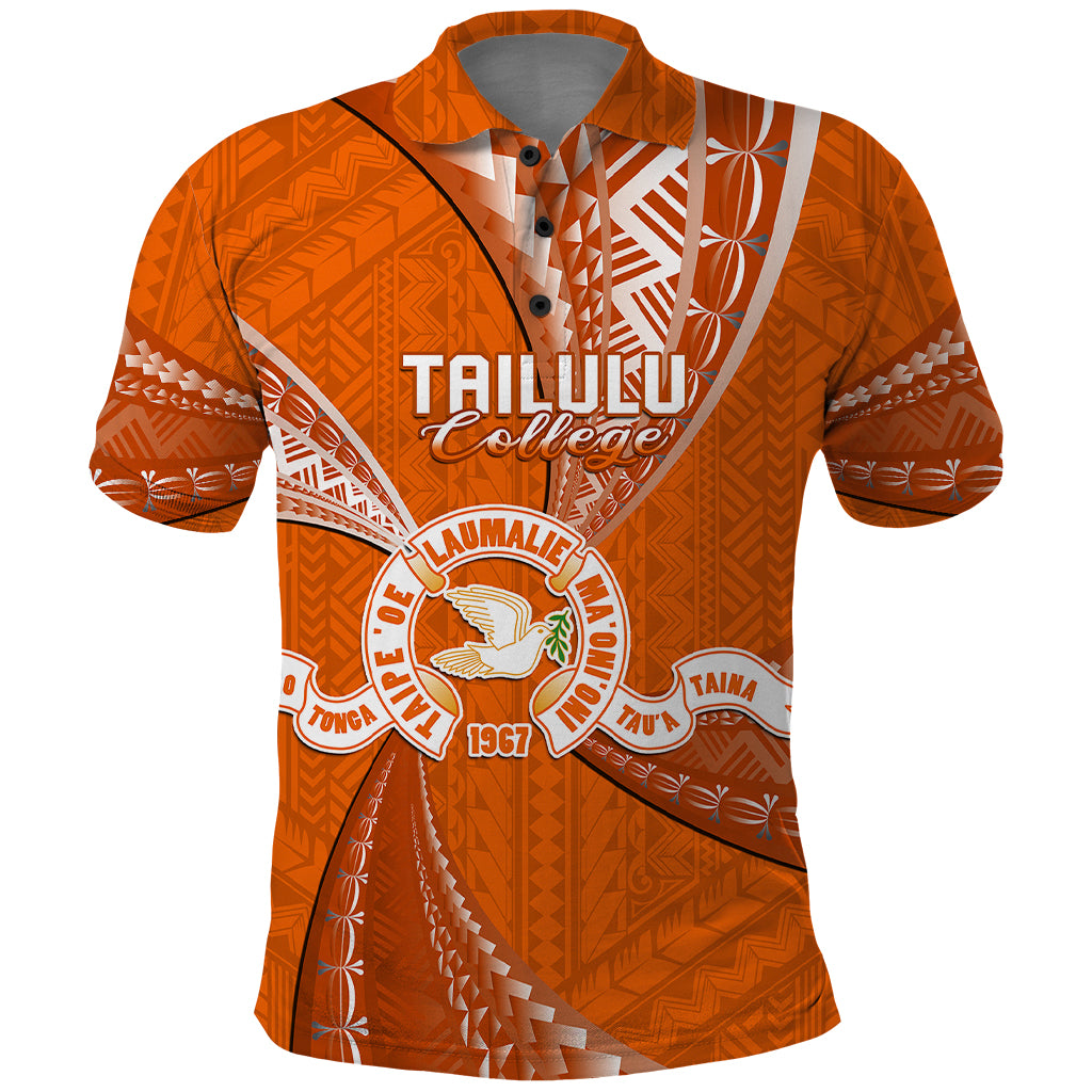 Custom Tonga Tailulu College Polo Shirt Tongan Ngatu Pattern LT14 Orange - Polynesian Pride