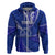 Custom Tonga Tupou College Hoodie Tongan Ngatu Pattern LT14 Zip Hoodie Blue - Polynesian Pride