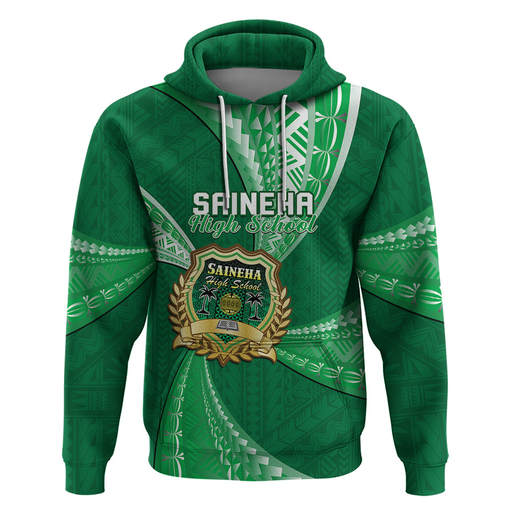 Custom Tonga Saineha High School Hoodie Tongan Ngatu Pattern LT14 Pullover Hoodie Green - Polynesian Pride