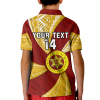 Personalised Tonga High School Kid Polo Shirt Tongan Ngatu Pattern LT14 - Polynesian Pride